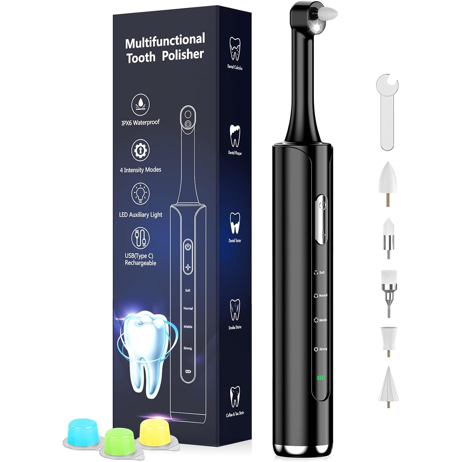 Teeth Whitening Or Tooth Whitening - Tandpolijstmachine Oplaadbare tandenpolijstmachine met 5 opzetborstels