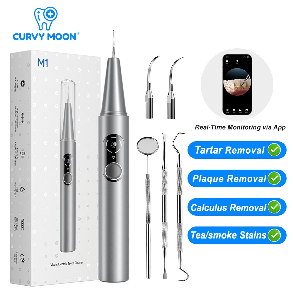 Teeth Whitening Or Tooth Whitening - CURVY MOON Zichtbare elektrische ultrasone tandenreiniger