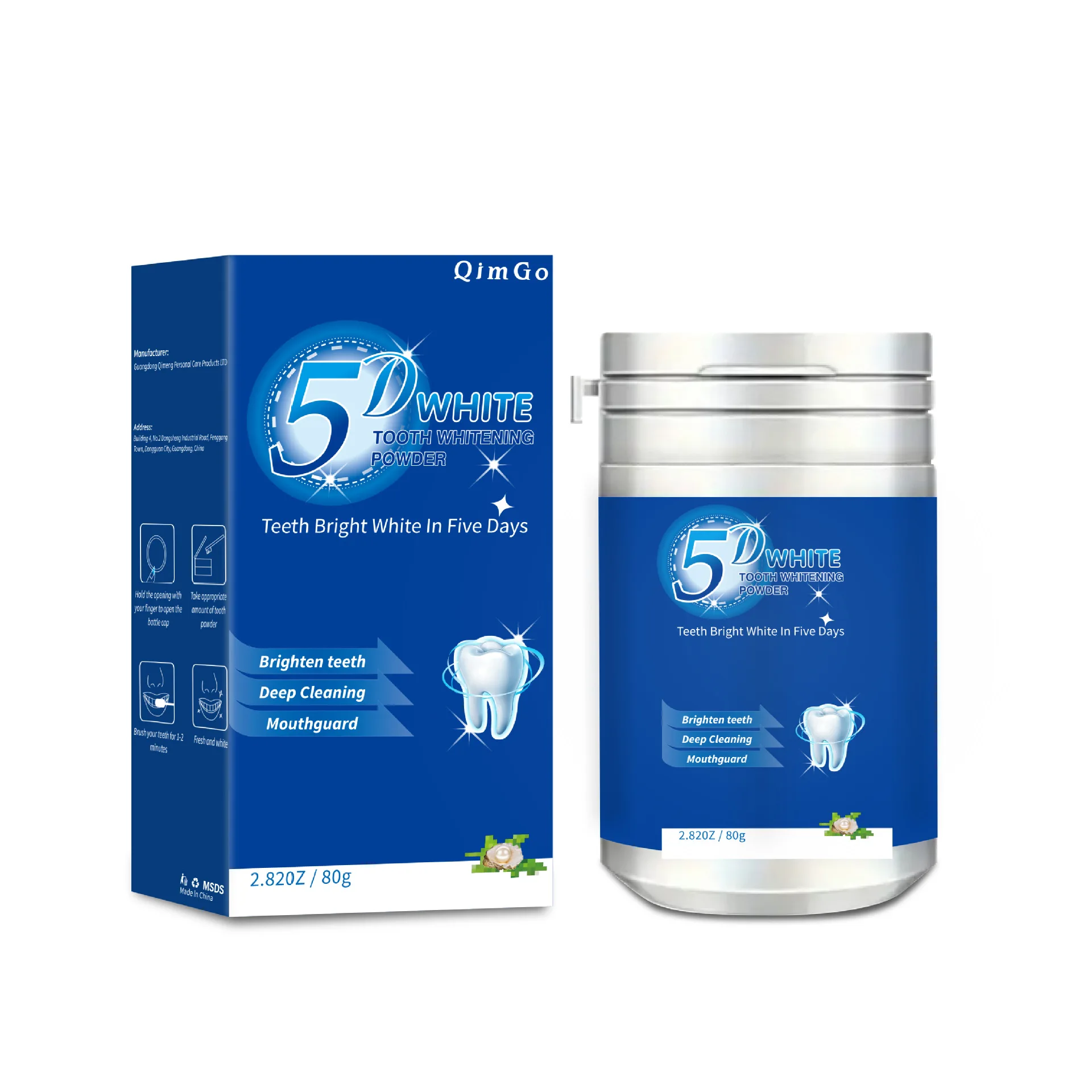 Teeth Whitening Enzymes - 5D 80g Blauw Enzymatisch Tandbleekpoeder, Vlekverwijdering