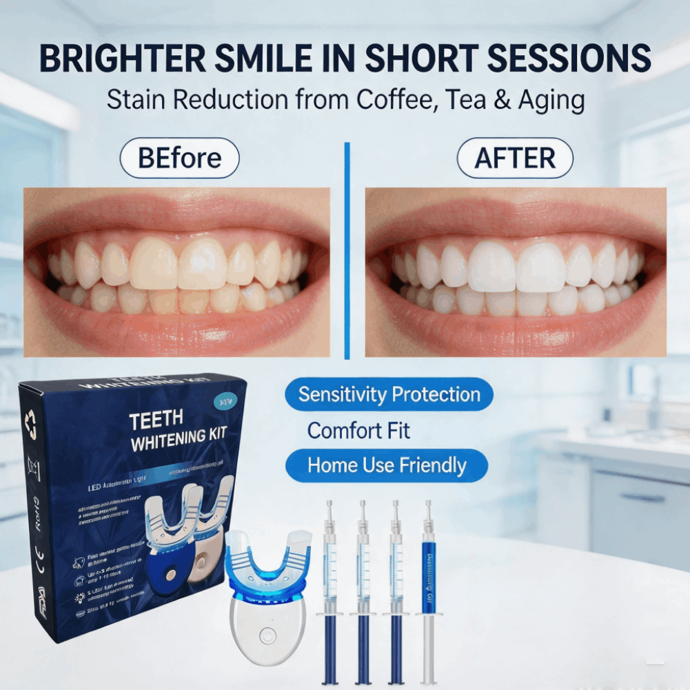 Teeth Whitening Kit At Home - Professionele Tandenbleekset Gel LED-Licht Tandenbleekmiddel Mondhygiëne