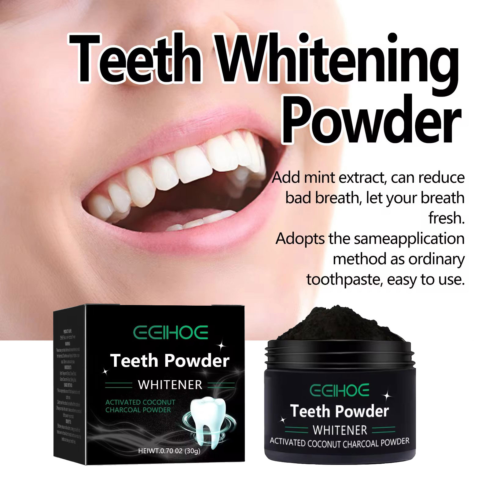 EELHOE Houtskool Poeder voor T - Teeth Whitening Charcoal Powder recensie en prijs