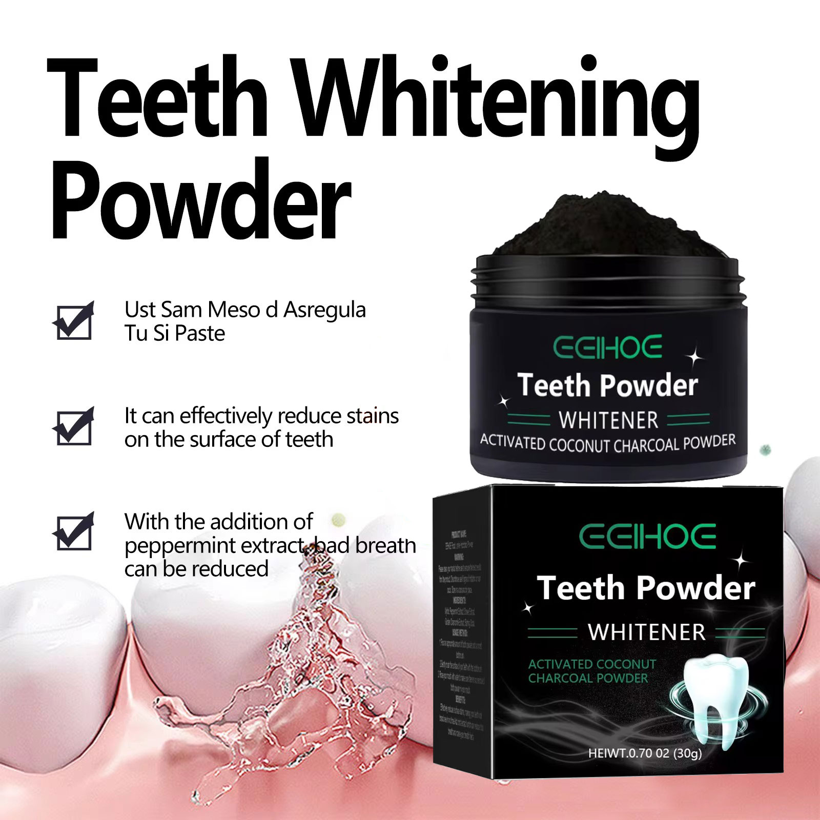 EELHOE Houtskool Poeder voor T - Teeth Whitening Charcoal Powder recensie en prijs