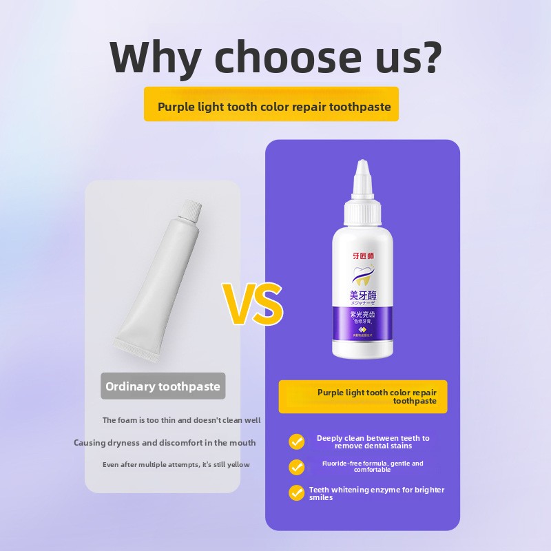 Paarse Lichtverhelderende Tand - Teeth Whitening Enzymes recensie en prijs